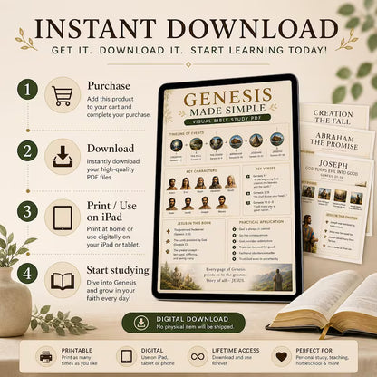 Genesis Made Simple Bible Study PDF | Visual Old Testament Guide (Digital Download)